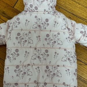 Kids Pink Floral Bunny Puffer Jacket